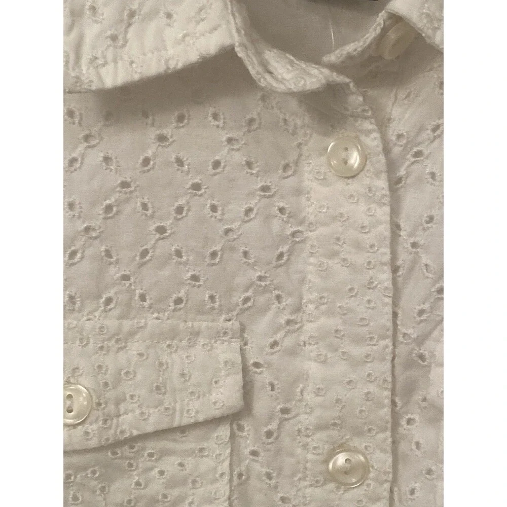 NWT Gap Kids Girls Size M 8 White Eyelet Sleeveless Shirt Dress